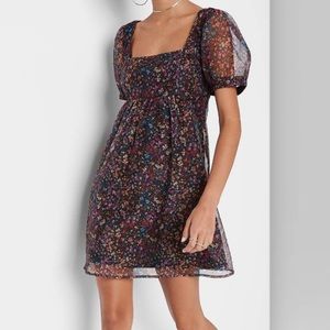 Wild Fable sheer layered flower/ floral print puff sleeved dress.